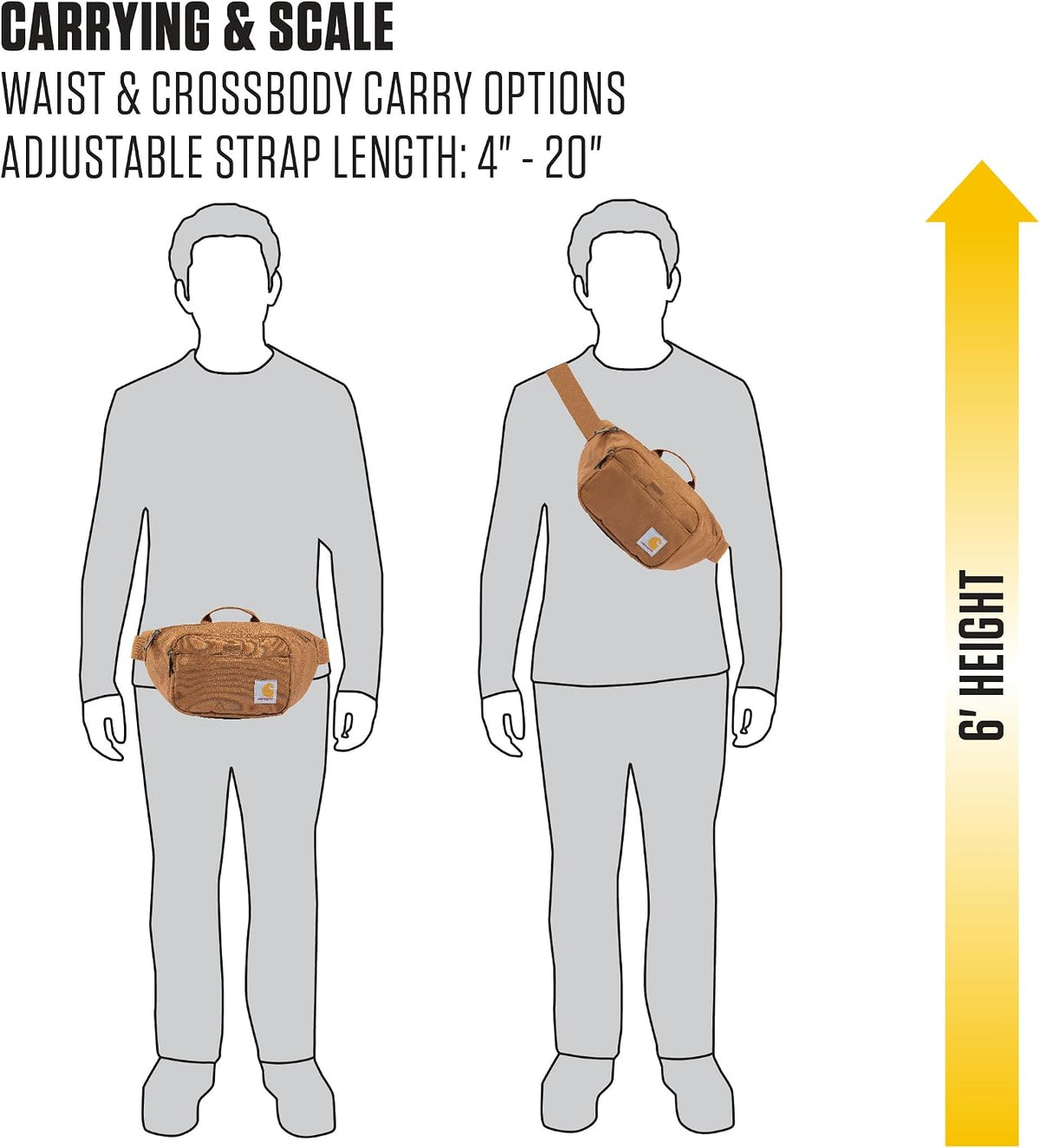 Carhartt Bolsa Bandolera Clásica Ajustable, Duradera, Riñonera Resistente al Agua de 600 Deniers