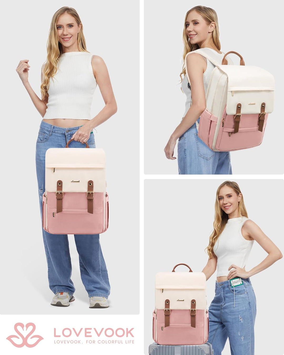 LOVEVOOK Mochila para computadora portátil para mujer, mochila de v...