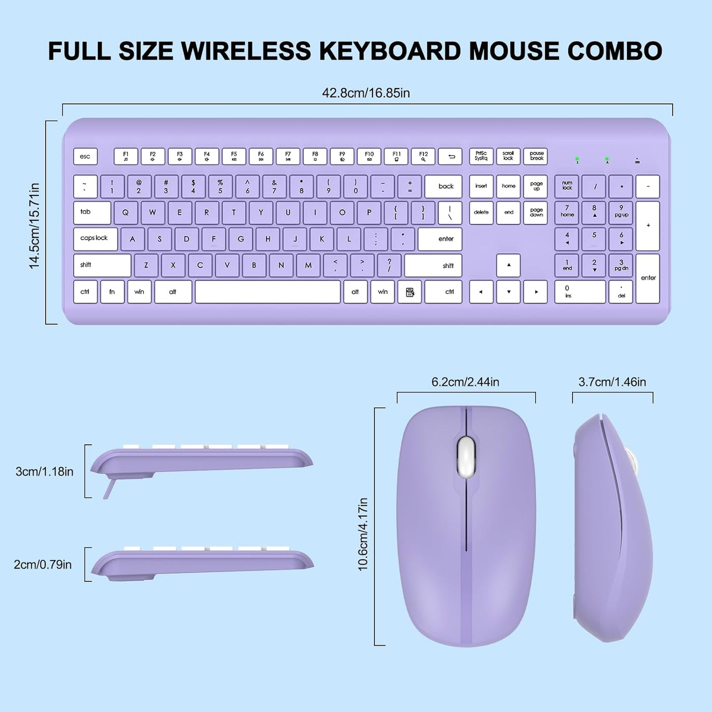 Combo de teclado y mouse inalámbricos, teclado silencioso de tamaño...