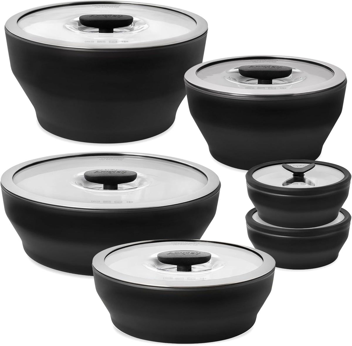 Anyday Onyx Collection - Almacenamiento de alimentos de vidrio de 12 piezas