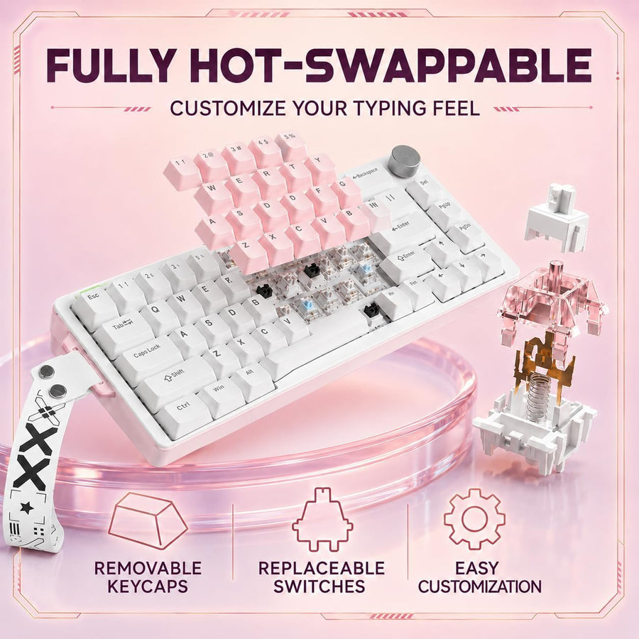 Gaozen Teclado mecánico para juegos FURYCUBE 68% con retroiluminaci...