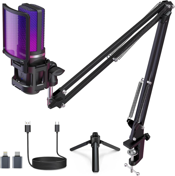 ZealSound Micrófono USB para Juegos, Micrófono Condensador con Canc...