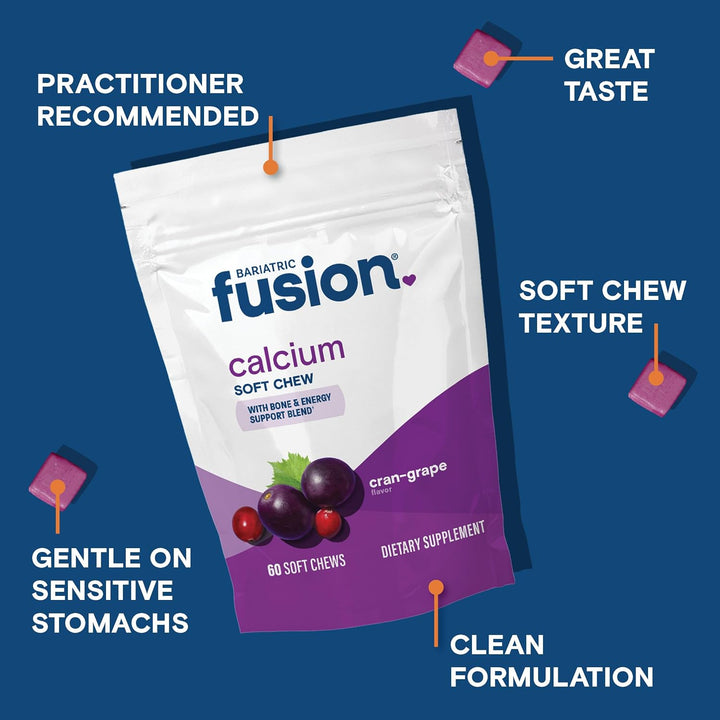 Bariatric Fusion Citrato de calcio con sabor a uva de arándano, 500...