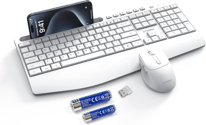 KYSONA Combo de teclado y mouse inalámbricos, teclado inalámbrico d...