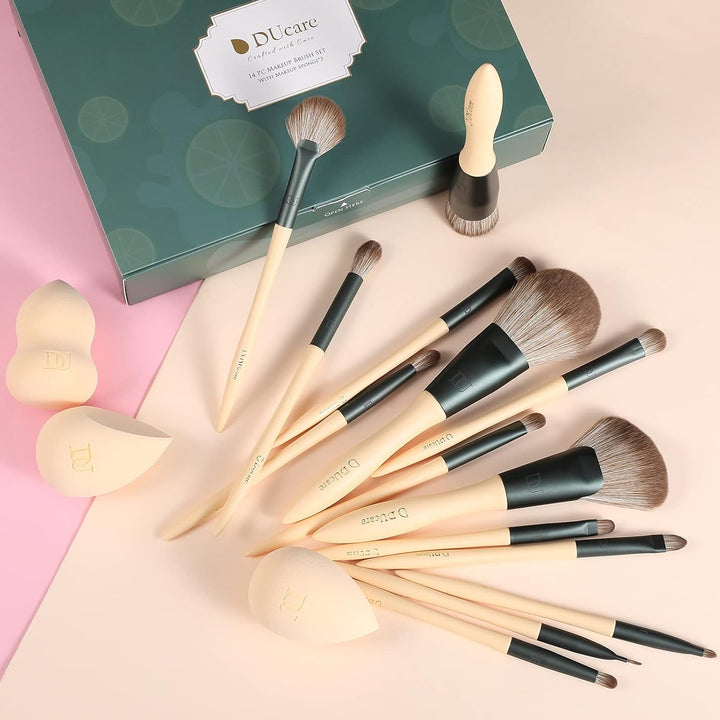 DUcare Juego de regalo de maquillaje, 18 piezas, con 14 brochas de...