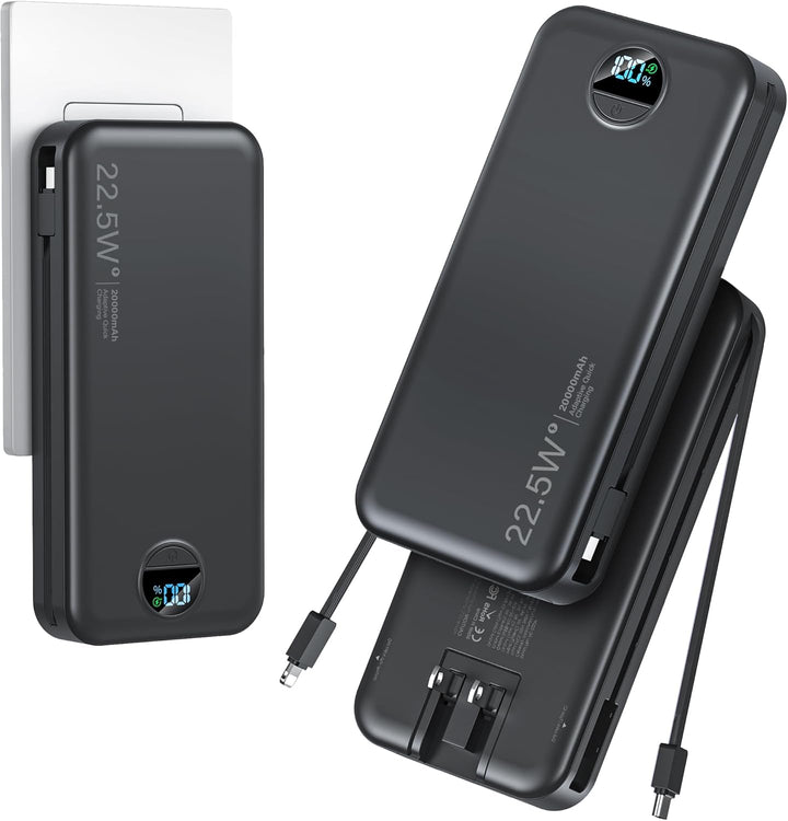 aonidi Cargador ultraportátil de 20000 mAh PD20W con cables integra...