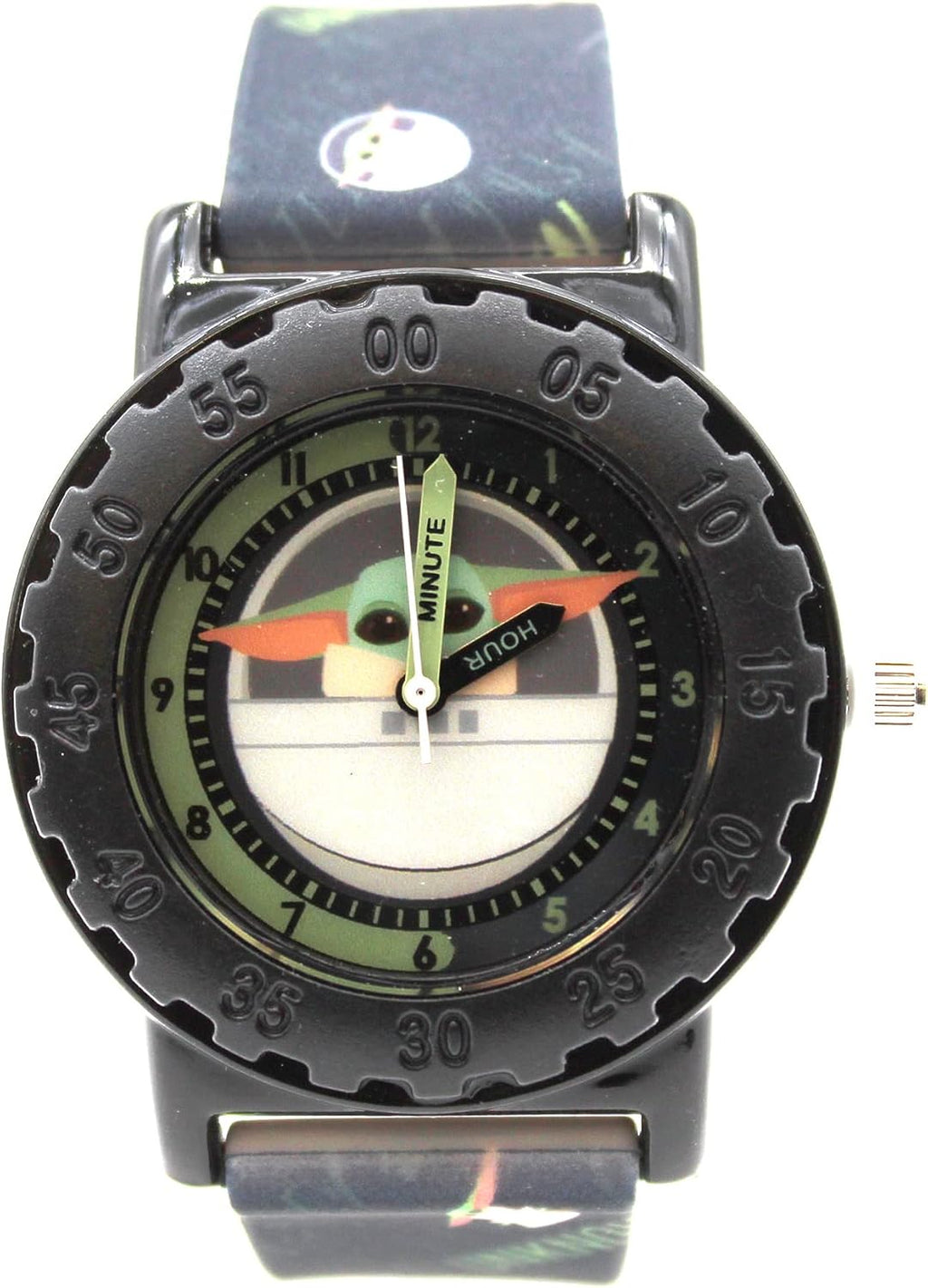 Accutime Star Wars Baby Yoda Reloj de pulsera analógico de cuarzo con cara pequeña, detalles verdes para niñas, niños de todas las edades (MNL9001AZ), Verde, Reloj de pulsera analógico