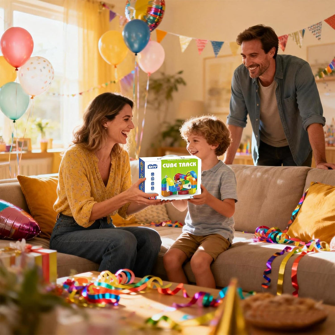 Juego de tren eléctrico para niños 81 piezas de