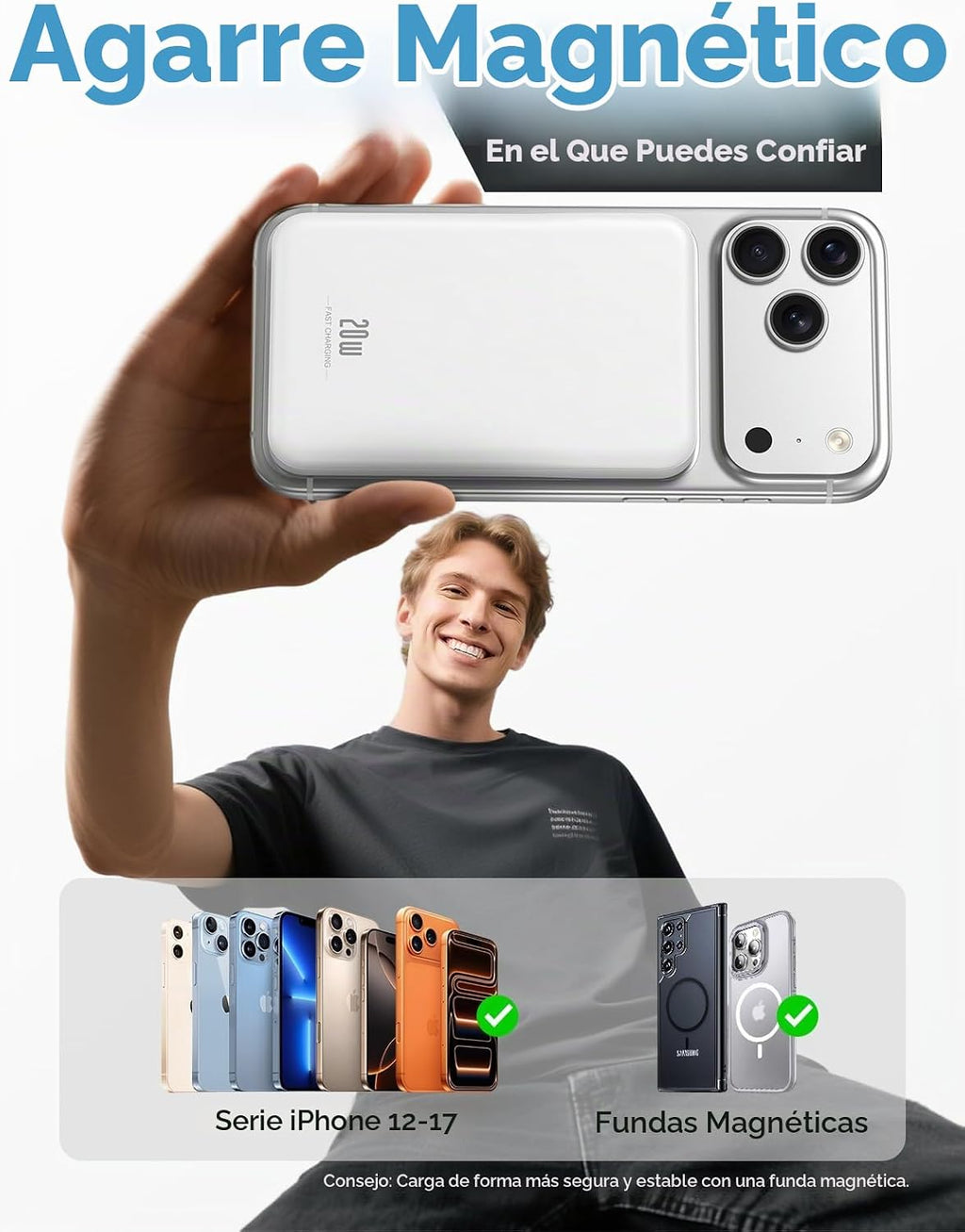 Cargador portátil magnético de 10000 mAh, batería MagSafe de carga rápida