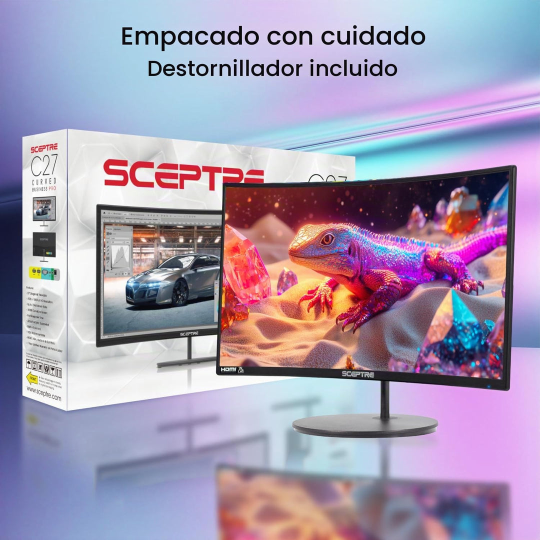 Sceptre - Monitor curvo Prime de 27 pulgadas hasta 100Hz 1080p HDMI...