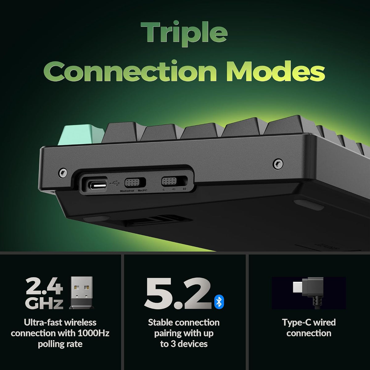 Teclado mecánico personalizado inalámbrico Keychron K8 HE TKL, efecto Hall