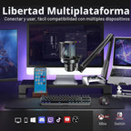 MAONO Micrófono inalámbrico DM40 Pro AI con soporte de brazo de micrófono, cancelación de ruido AI, cambiador de voz AI, toque para silenciar, micrófono de condensador inalámbrico de PC para juegos