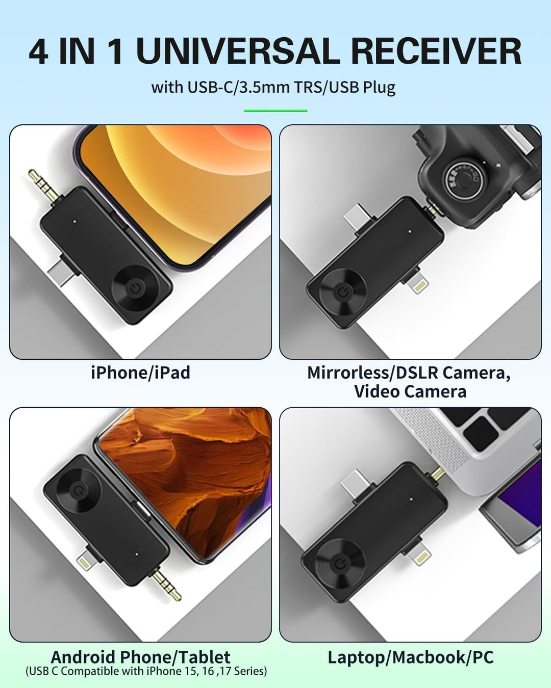 Gicorino - Micrófonos inalámbricos de solapa compatibles con iPhone...