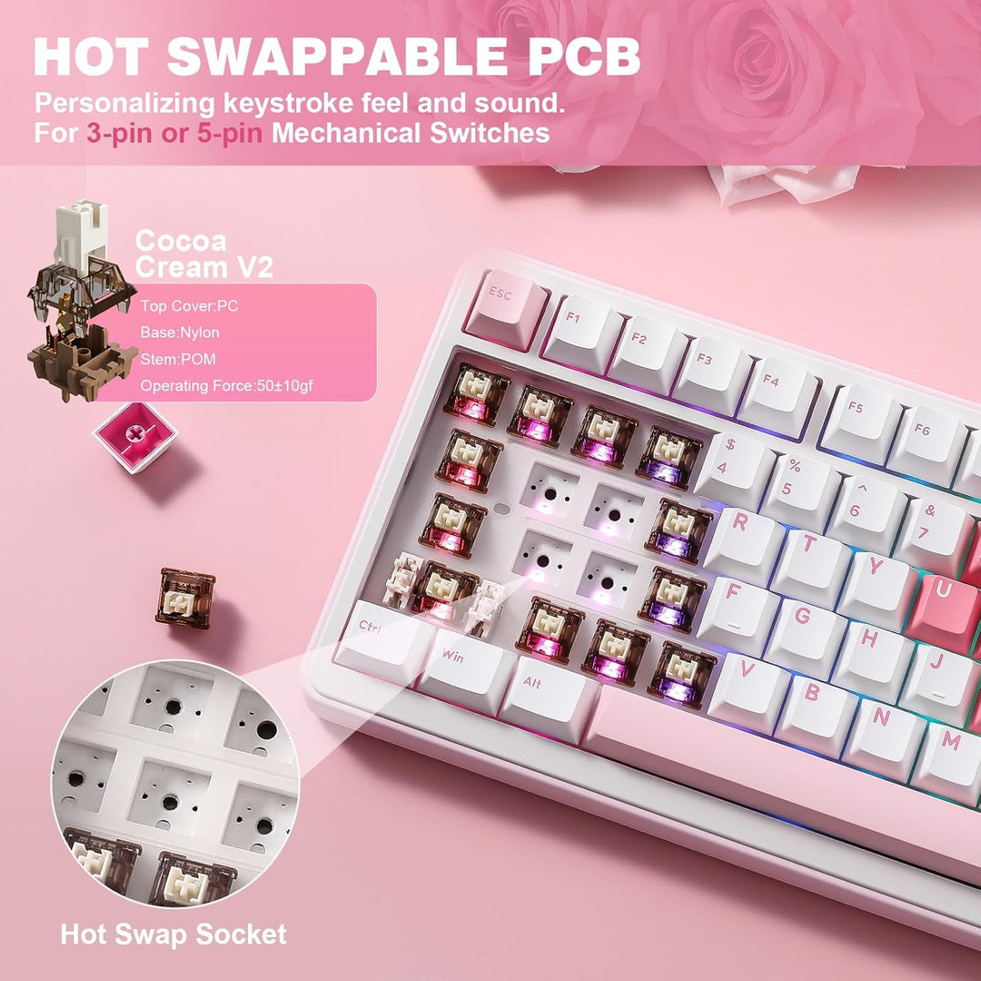 YUNZII Teclado mecánico inalámbrico B75 PRO, diseño del 75% con per...