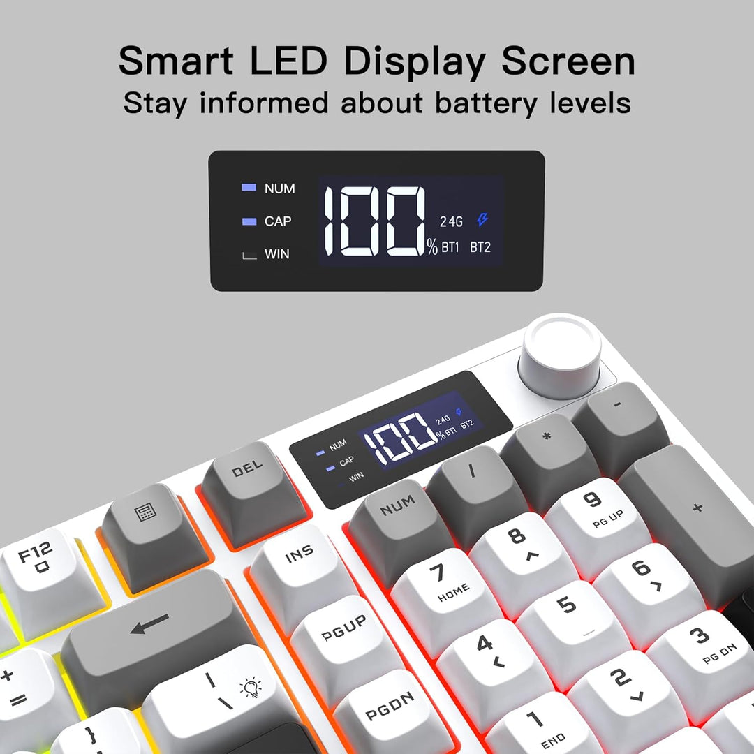 Teclado inalámbrico para juegos con pantalla inteligente y control...