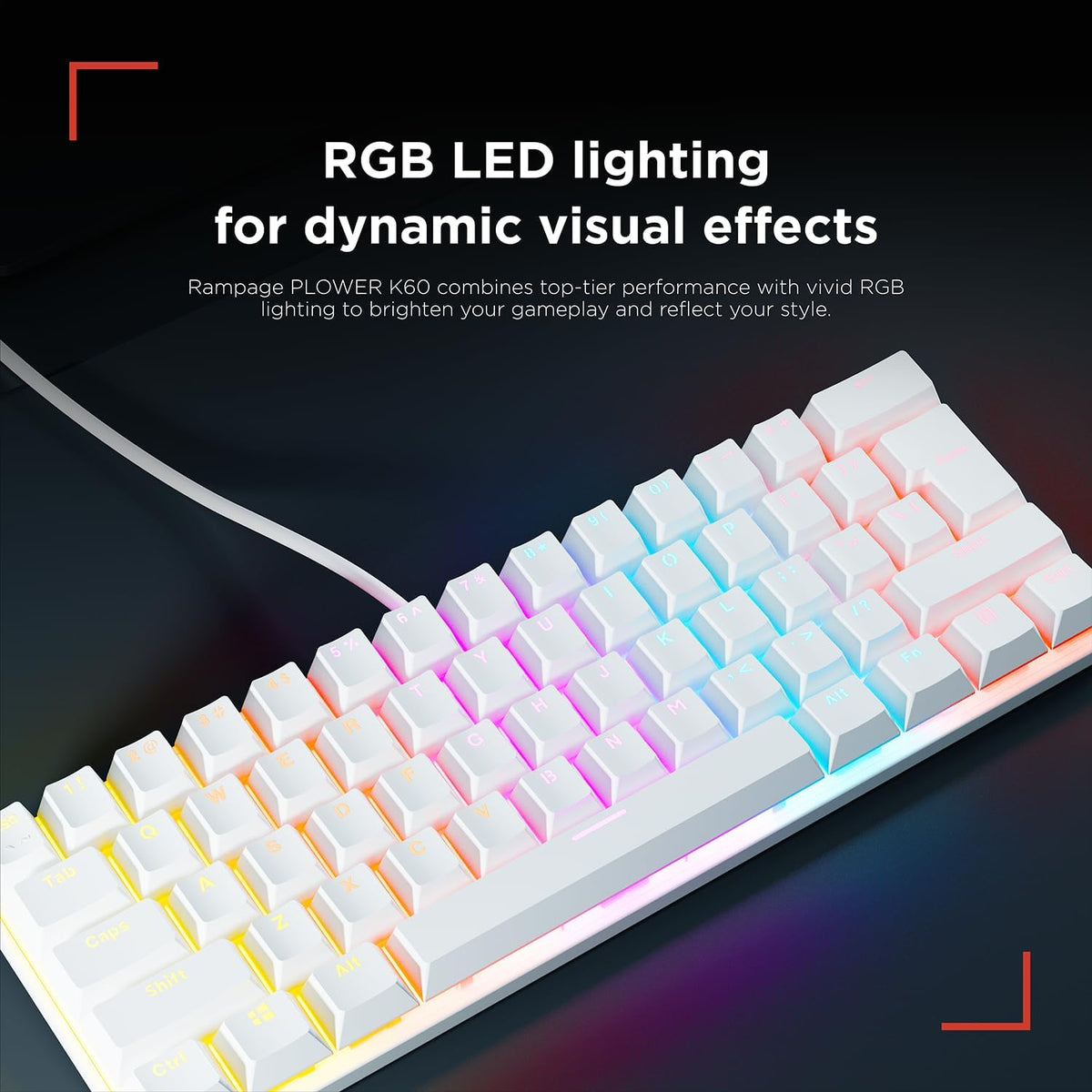 Rampage K60 Teclado mecánico para juegos \u2013 62 teclas, diseño c...