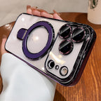 Funda magnética transparente para iPhone 17 Pro Max con soporte, protección completa de la cámara [compatible con Magsafe], funda para iPhone 17 Pro Max de 6.9 pulgadas, color morado