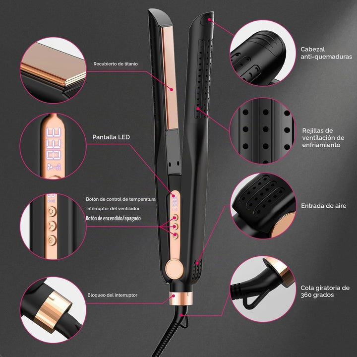 SKIMI Airflow Styler 2.0 - Plancha plana de titanio y rizadora, 96...