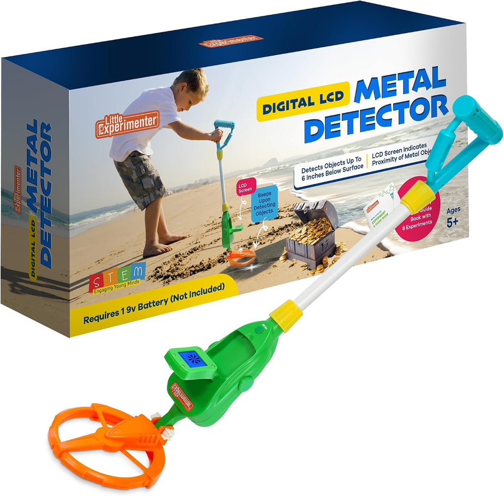Detector de metales ajustable para niños, pantalla LCD