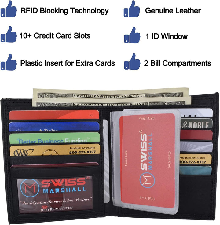 Swiss Marshall Cartera europea de piel de cordero con bloqueo RFID...