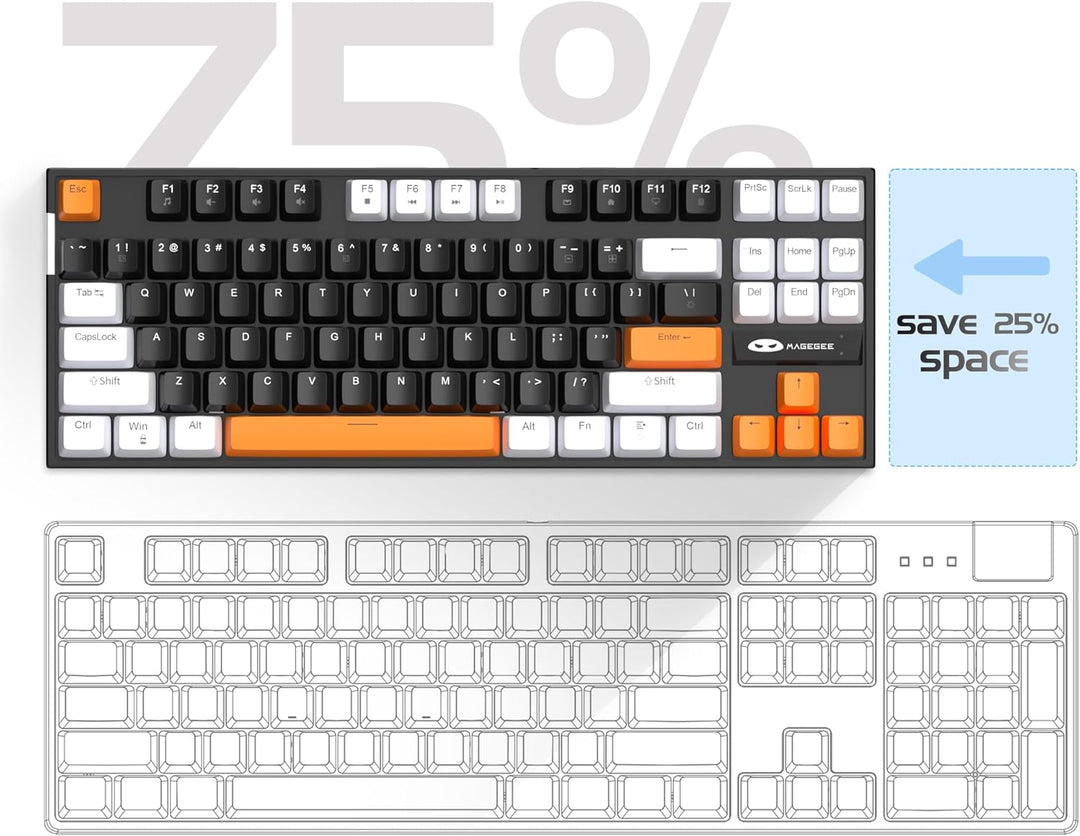 MageGee Teclado mecánico 75% para juegos, interruptor marrón, retro...
