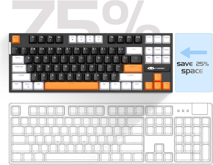MageGee Teclado mecánico 75% para juegos, interruptor marrón, retro...