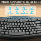 Teclado y Ratón Inalámbricos Combo, Teclas Curvadas Ergonómicas y Silenciosas (Gris Grafito)
