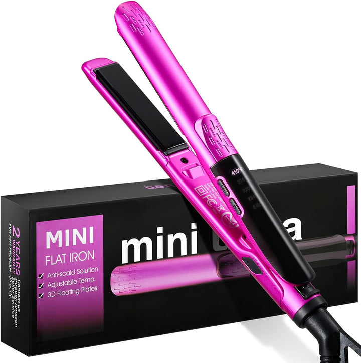 ORYNNE Mini plancha plana de 1\/2 pulgada con 5 temperaturas ajusta...