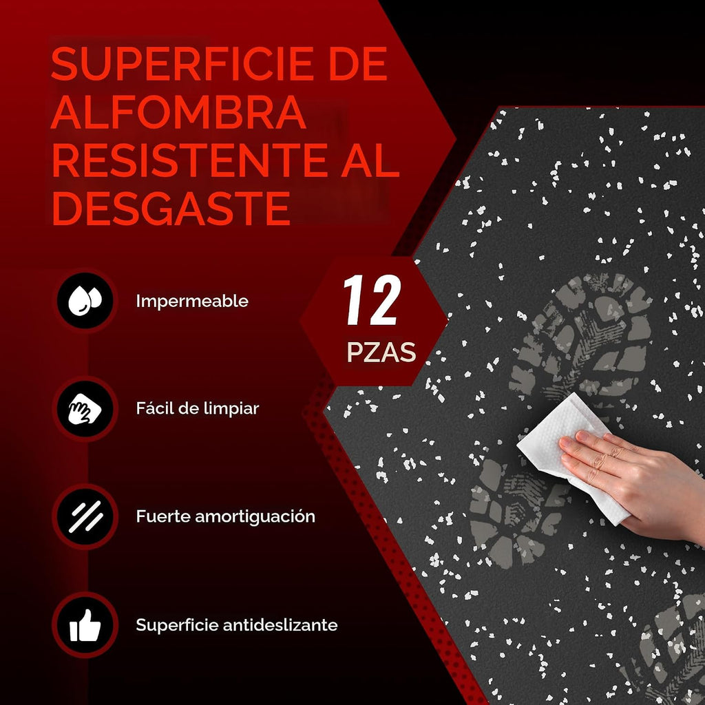 SUPERJARE Alfombrillas de Equipo de Ejercicio Extra Gruesas de 0.79'', 12 Piezas 48 Pies Cuadrados Baldosas de Piso con Parte Superior de Goma con Espuma EVA de Alta Densidad, Pisos de Gimnasio