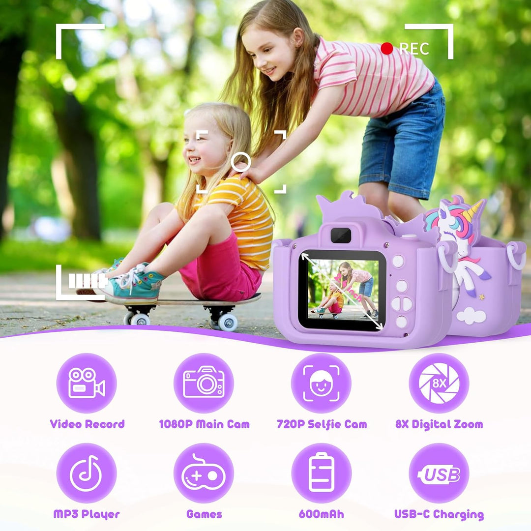 Cámara infantil de unicornio para niñas, cámara digital para niños...