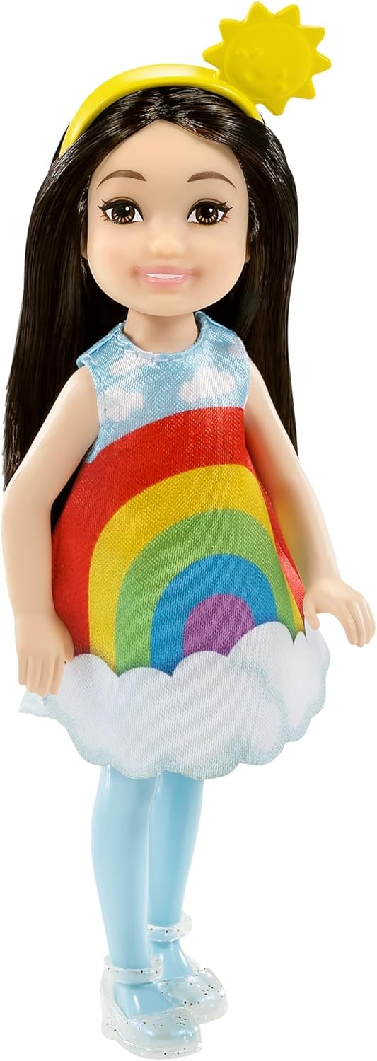 Muñeca Barbie Chelsea, muñeca morena de 6 pulgadas con cinta para e...