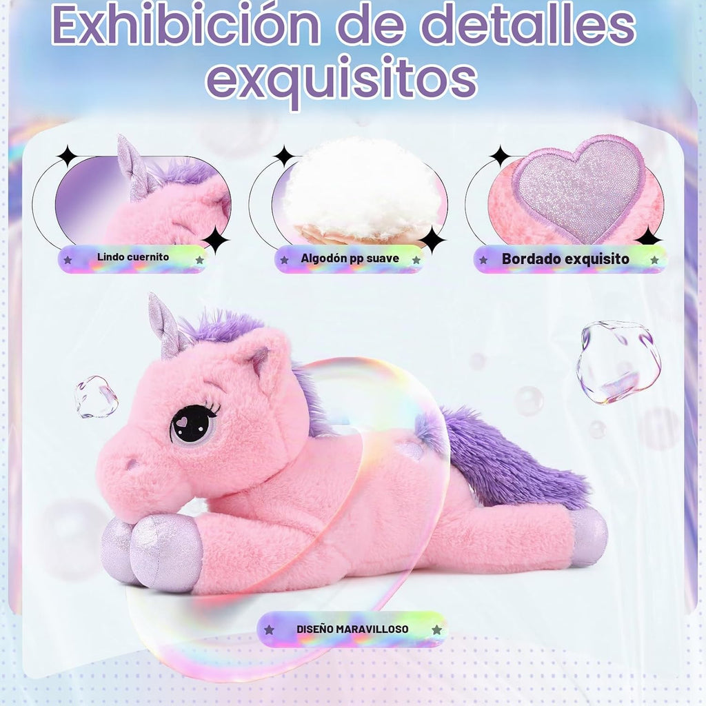 Almohada de peluche gigante de unicornio de 61 cm, almohada de peluche para abrazar unicorno para niñas, regalo para Navidad, cumpleaños o San Valentín