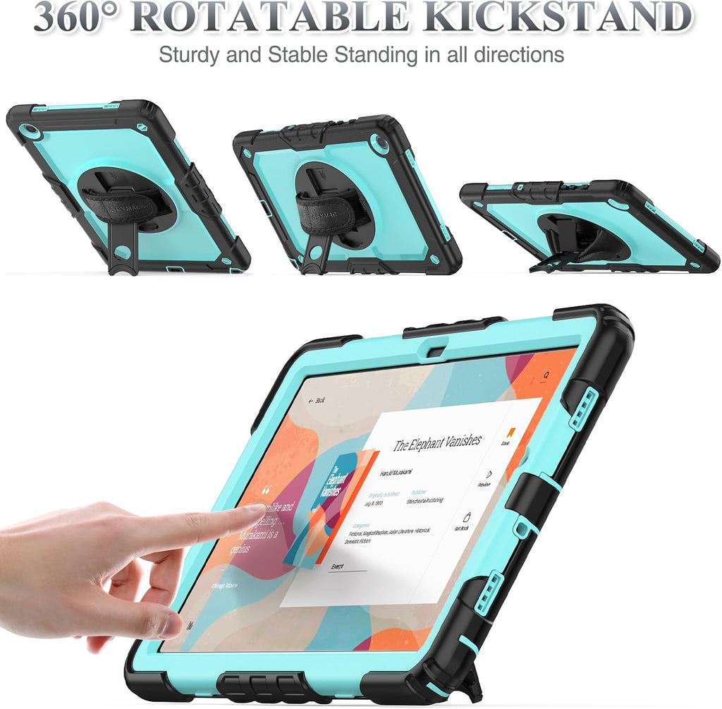 SEYMAC stock Funda para Samsung Galaxy Tab A11+ Plus/A9+ Plus de 11 pulgadas, funda de protección contra caídas de cuerpo completo con protector de pantalla y soporte para lápiz [correa de mano