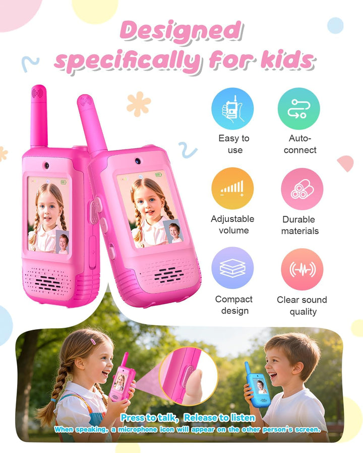 Walkie Talkies de video para niños, juguetes para niñas de 3 a 12 a...