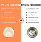 CHEERFUL GOAT Taza de café con forro de cerámica, vaso aislado de viaje de acero inoxidable con forro de cerámica, con tapa, taza de 10 onzas para café con agua caliente y fría en casa, oficina o