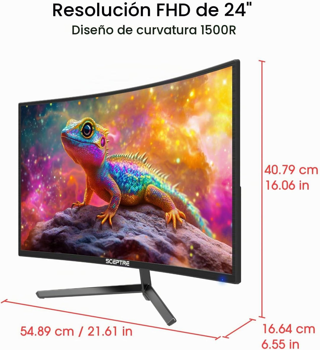 Sceptre Nuevo monitor curvo para juegos de 24 pulgadas 1080p hasta...