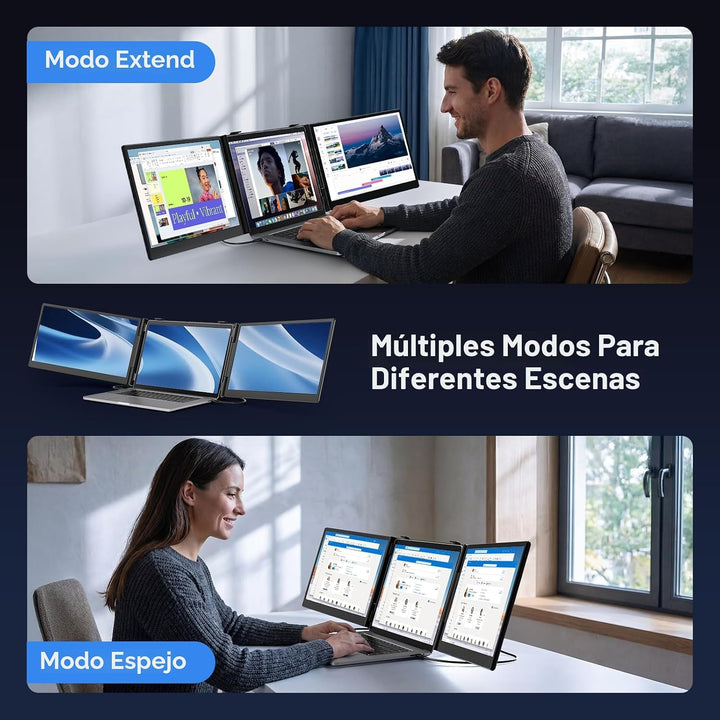 Vixtan Extensor de pantalla triple para portátil de 14 pulgadas, mo...