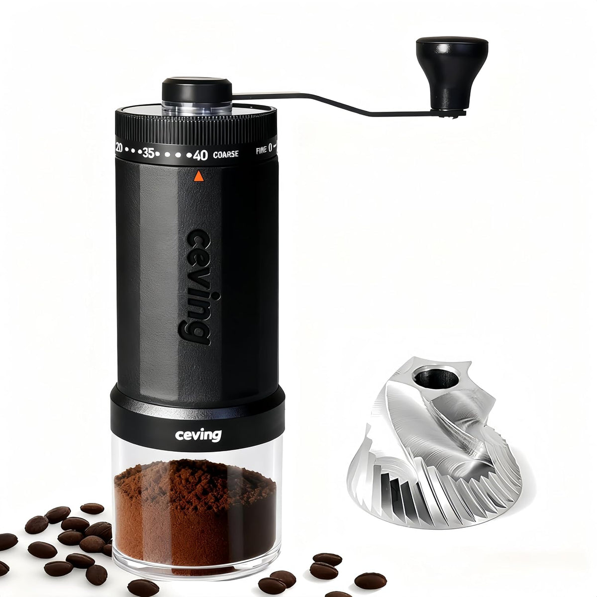 CEVING El primer molinillo de café manual de gran capacidad de 2.12 oz del