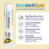 Denttach Gold - Adhesivo para dentaduras postizas, sin petróleo, a...