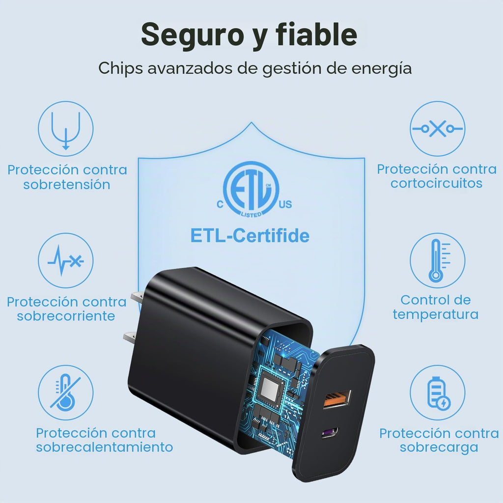 Bloque de carga USB C, cargador tipo C, cargador de pared de 20 W, paquete de 4 para iPhone 16/16 Plus/16 Pro/16 Pro Max/iPhone 15/15 Pro/15 Pro Max/14/13/12 Pro/Samsung//Android (negro)