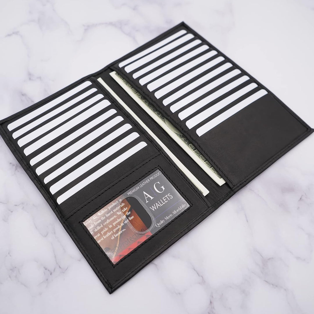 ag wallets Cartera larga de cuero genuino para hombre ID 19 de segu...