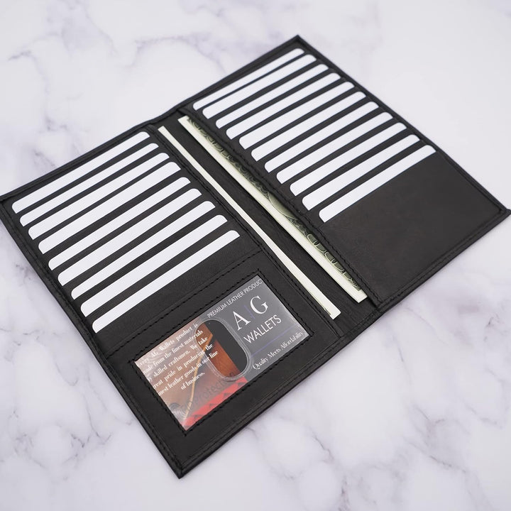 ag wallets Cartera larga de cuero genuino para hombre ID 19 de segu...
