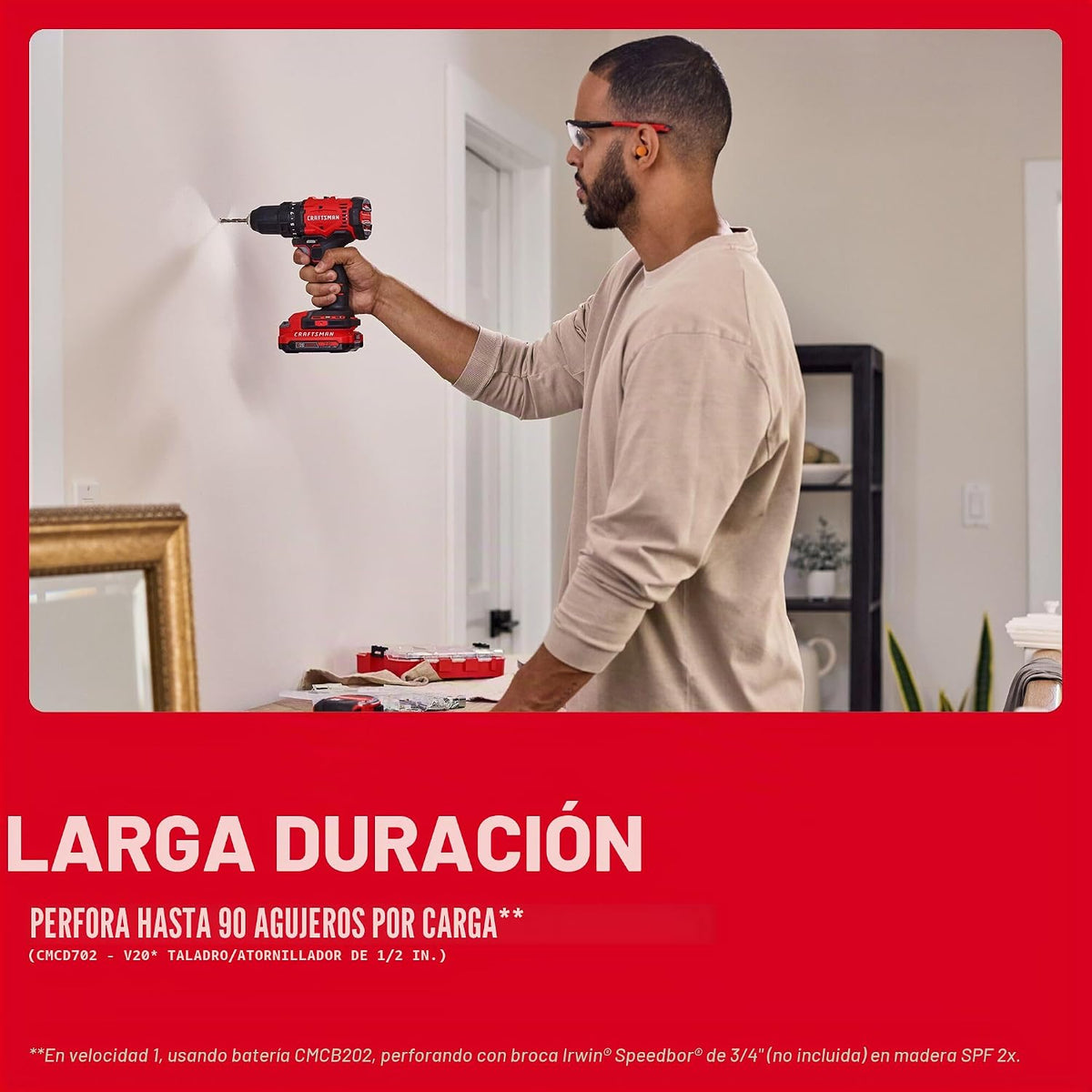 CRAFTSMAN V20 Cordless Drill Set y Impact Driver, Includes 2Ah Battery y Charger, Power Tool Set con 1700 RPM 1/2 en. Power Drill, 1800 Torque 1/4 en. Impact Screwdriver, LED (CMCK201D1)