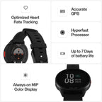 POLAR Pacer Ultra-Light GPS Fitness Tracker Smartwatch para corredores; S-L, para hombres o mujeres, Negro