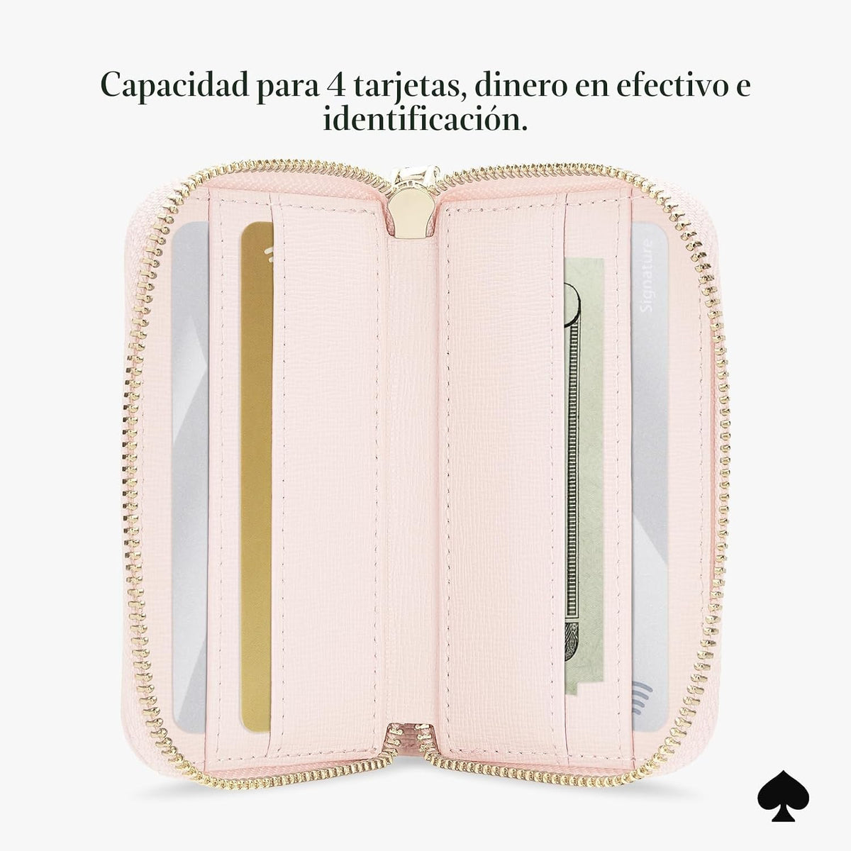 kate spade new york Devin Zip - Tarjetero magnético, color rosa tiza