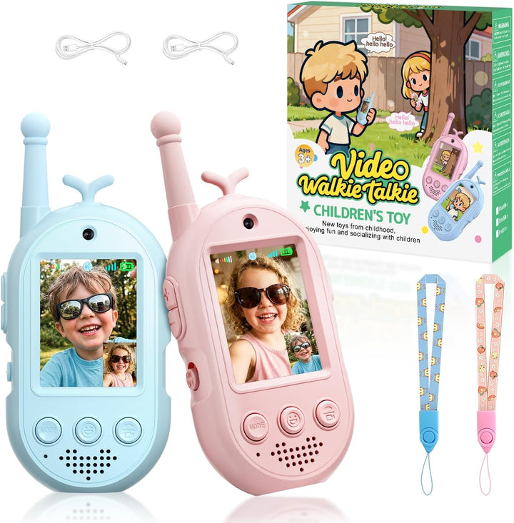 Walkie Talkies de Video Mejorados para Niños, Paquete de 2 Recargab...