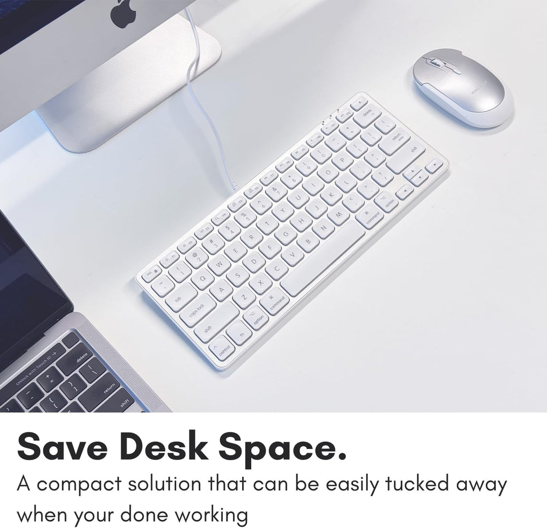 Macally Teclado pequeño para Mac con concentrador USB (3 puertos) -...