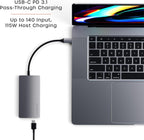 Satechi, Label-Gray, hub USB 4 de 3 puertos, alimentado