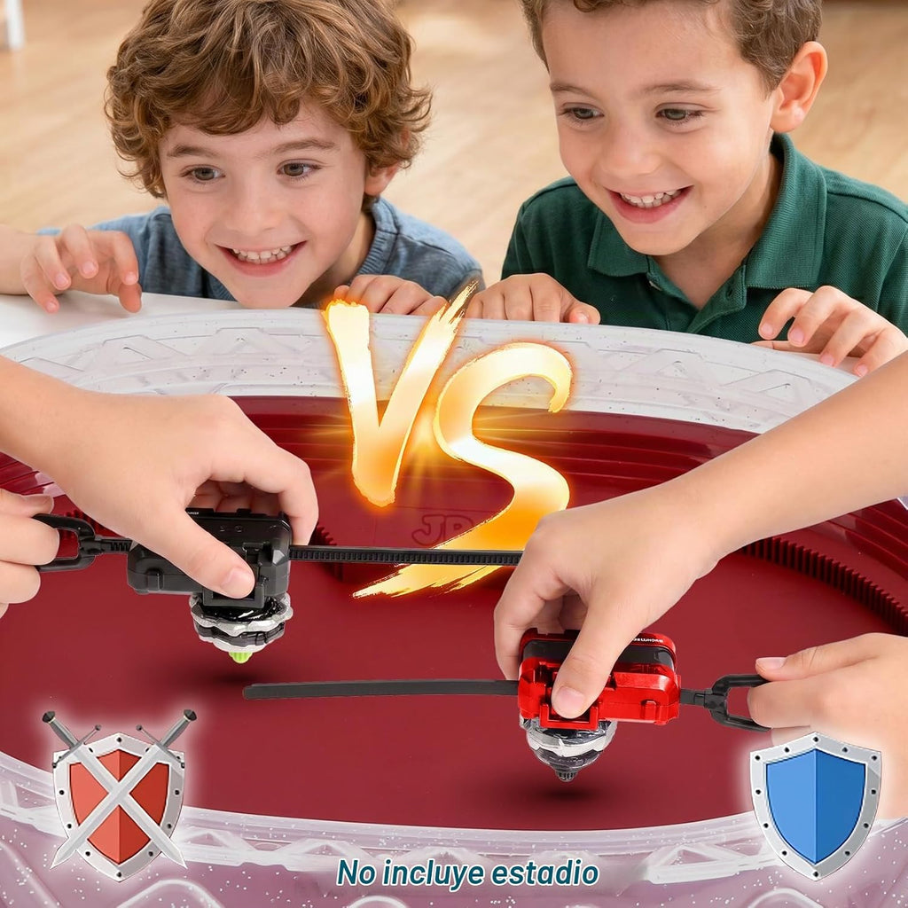 X Battling Tops Set, 12 tops giratorios derechos, 3 lanzadores y 1 agarre con estuche de almacenamiento portátil, juego Gyro Battle Arena regalo para niños y niñas a partir de 6 años