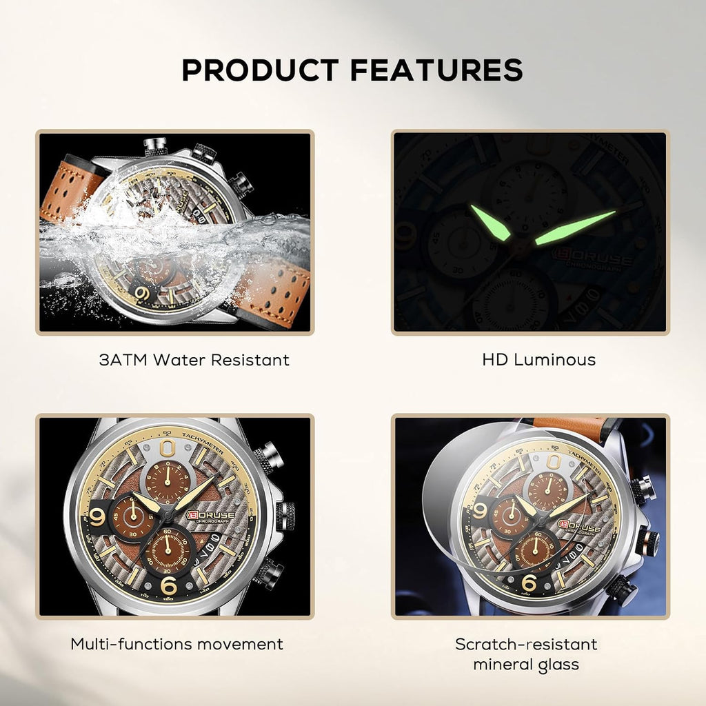 Relojes Casual para Hombre de Lujo con Esfera Grande y Correa de Cuero de Fashion